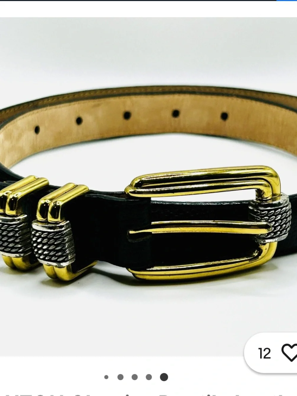 Brighton Classics Black Reptile-Embossed Leather Belt with Gold Buckle/SilverM/L